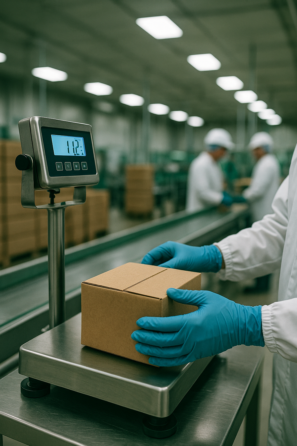 Pesaje y productividad por persona en línea de producción