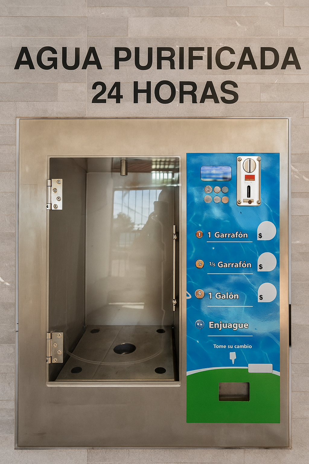 Purificadora vending con telemetría de ingresos y variables de proceso
